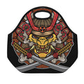Japanese Samurai Mask Print Neoprene Lunch Bag