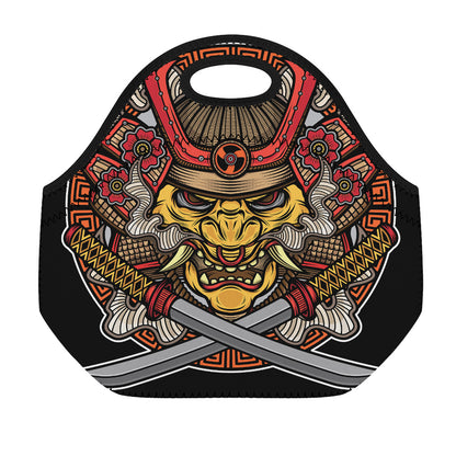 Japanese Samurai Mask Print Neoprene Lunch Bag