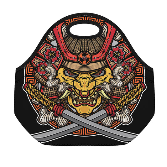 Japanese Samurai Mask Print Neoprene Lunch Bag