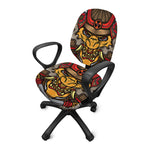 Japanese Samurai Mask Print Office Chair Cover