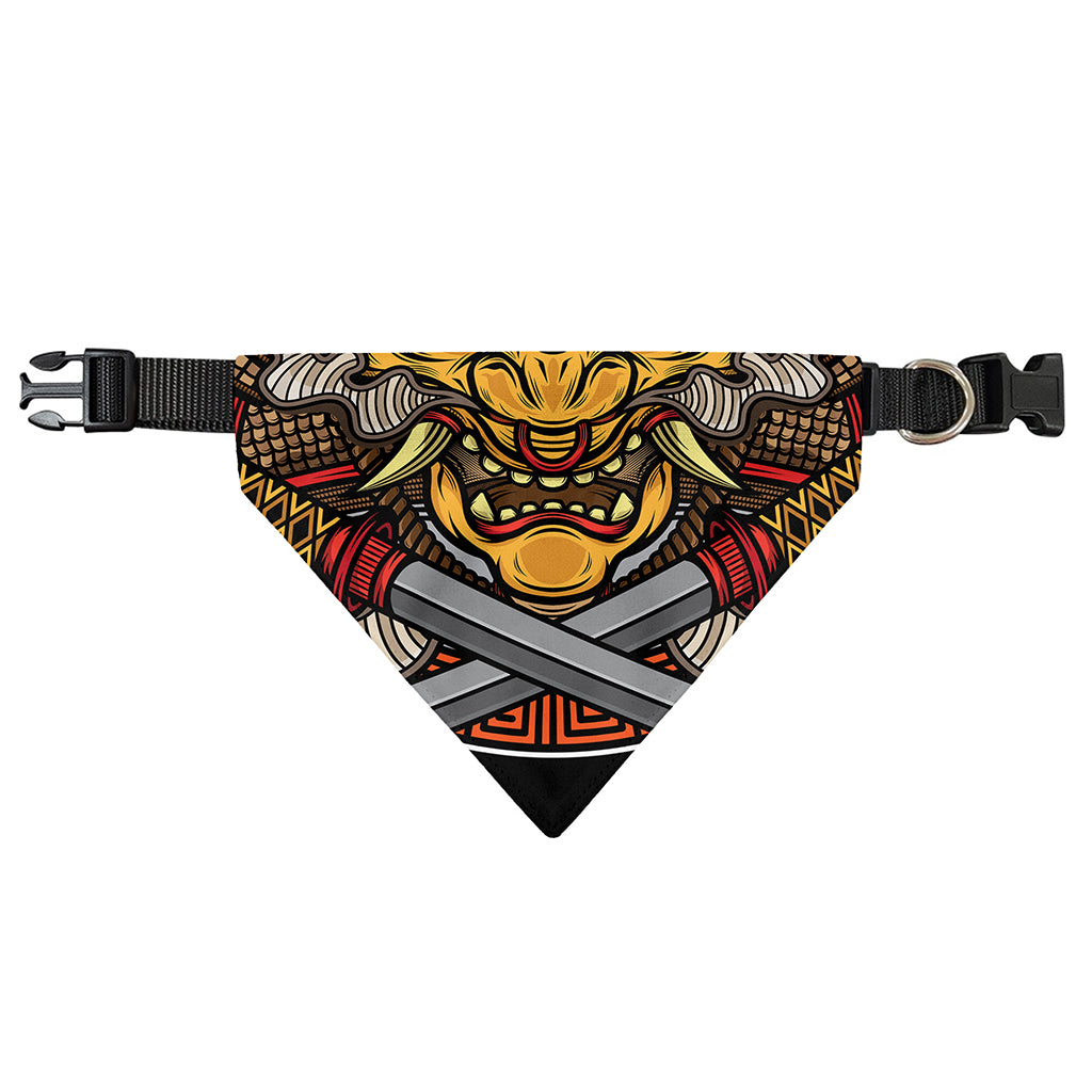 Japanese Samurai Mask Print Over The Collar Dog Bandana