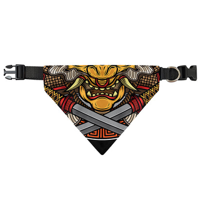 Japanese Samurai Mask Print Over The Collar Dog Bandana