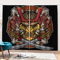 Japanese Samurai Mask Print Pencil Pleat Curtains