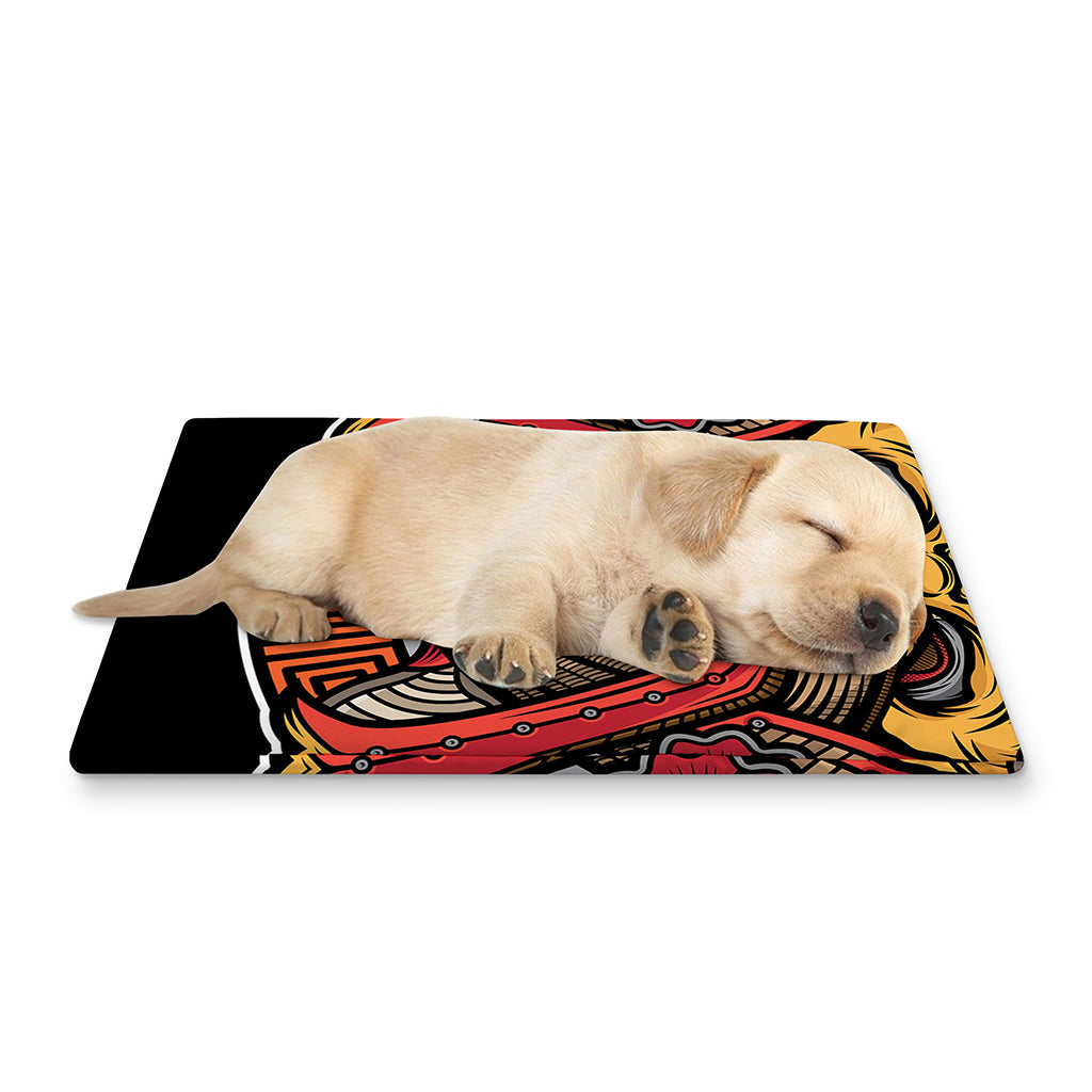 Japanese Samurai Mask Print Pet Cooling Mat Cover