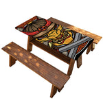 Japanese Samurai Mask Print Picnic Table Cover