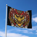 Japanese Samurai Mask Print Polyester Flag