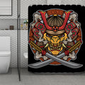 Japanese Samurai Mask Print Polyester Shower Curtain