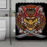 Japanese Samurai Mask Print Polyester Shower Curtain