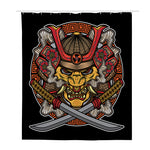Japanese Samurai Mask Print Polyester Shower Curtain