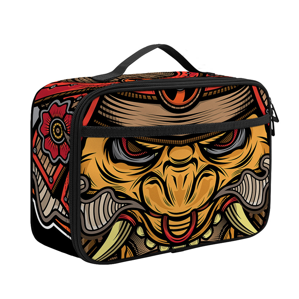 Japanese Samurai Mask Print Portable Lunch Bag