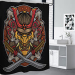 Japanese Samurai Mask Print Premium Shower Curtain