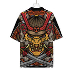 Japanese Samurai Mask Print Rayon Hawaiian Shirt