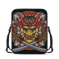 Japanese Samurai Mask Print Rectangular Crossbody Bag