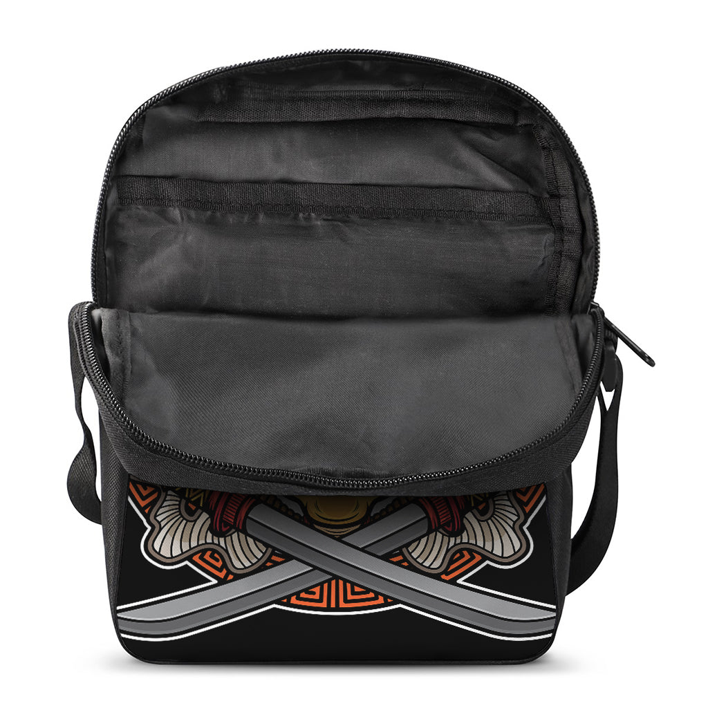 Japanese Samurai Mask Print Rectangular Crossbody Bag
