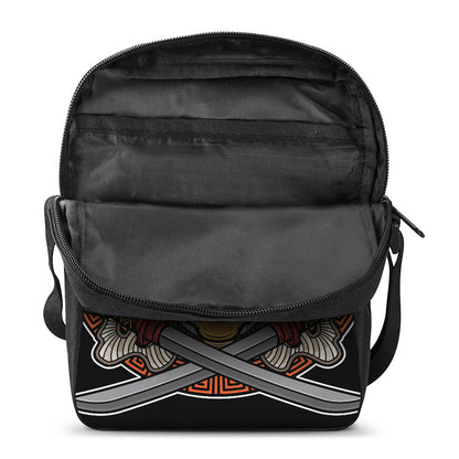 Japanese Samurai Mask Print Rectangular Crossbody Bag