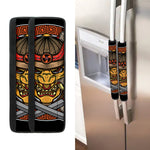 Japanese Samurai Mask Print Refrigerator Handle Covers