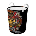 Japanese Samurai Mask Print Round Laundry Basket