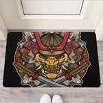 Japanese Samurai Mask Print Rubber Doormat