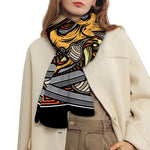 Japanese Samurai Mask Print Scarf