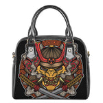 Japanese Samurai Mask Print Shoulder Handbag