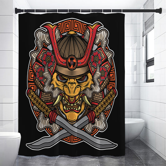 Japanese Samurai Mask Print Shower Curtain