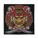 Japanese Samurai Mask Print Silk Bandana