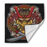 Japanese Samurai Mask Print Silk Bandana