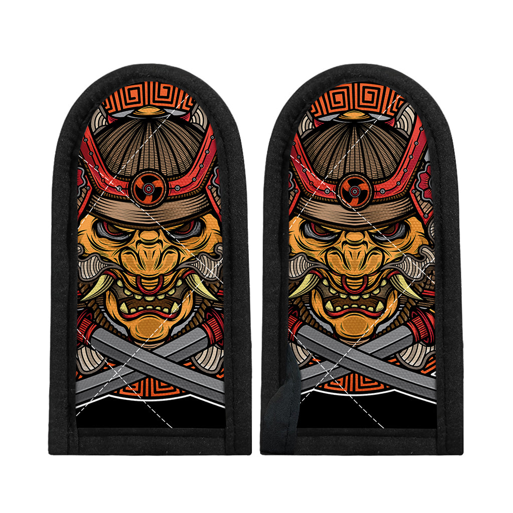 Japanese Samurai Mask Print Skillet Handle Cover