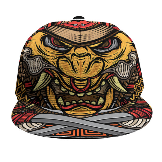 Japanese Samurai Mask Print Snapback Cap