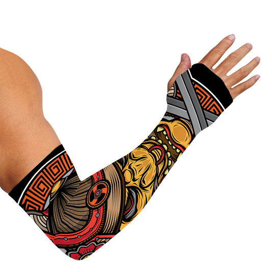 Japanese Samurai Mask Print Sun Protection Arm Sleeves