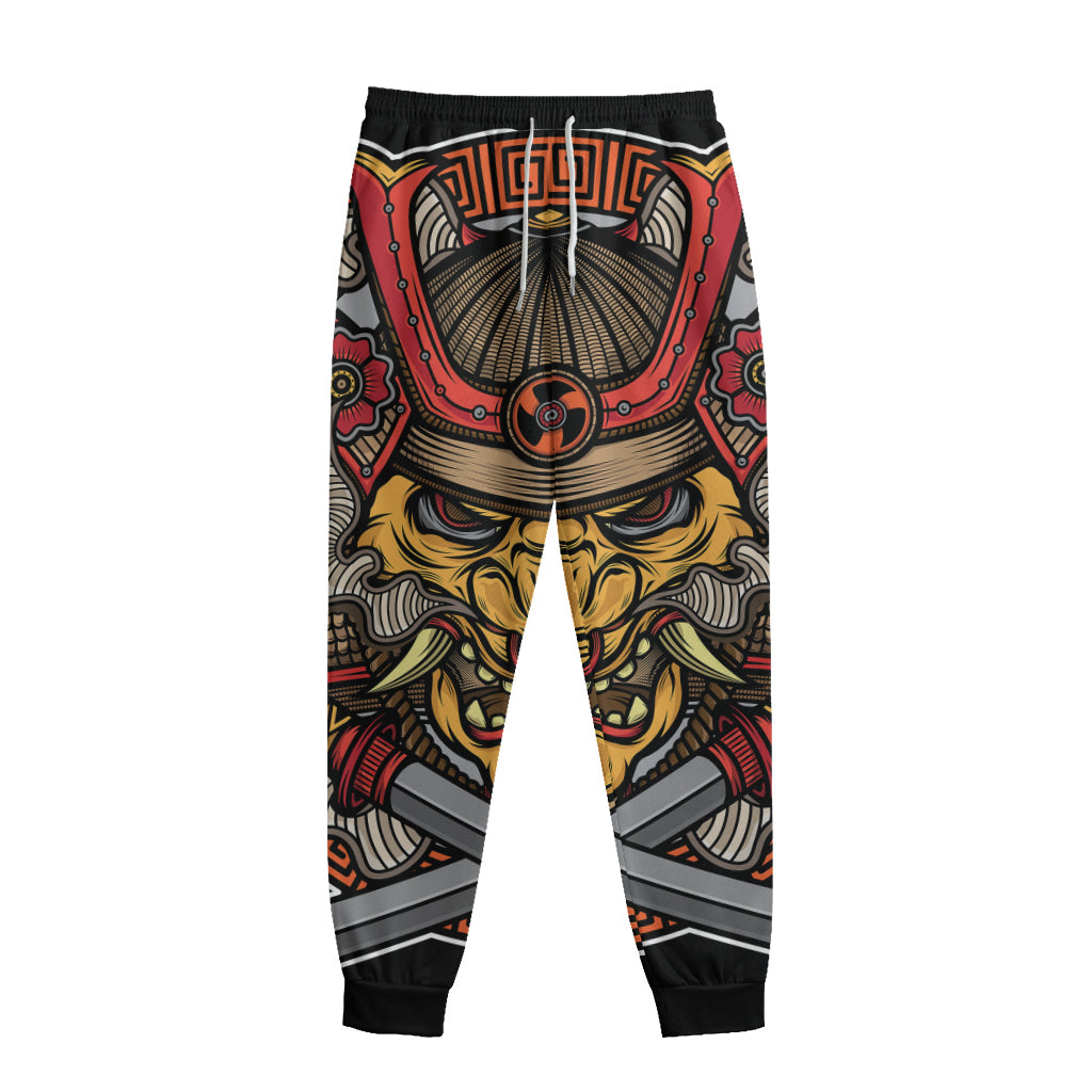 Japanese Samurai Mask Print Sweatpants