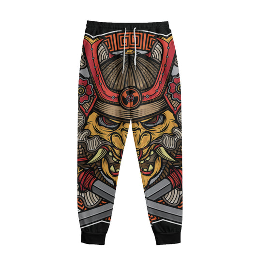 Japanese Samurai Mask Print Sweatpants