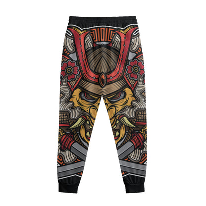 Japanese Samurai Mask Print Sweatpants