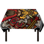 Japanese Samurai Mask Print Tablecloth
