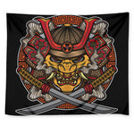Japanese Samurai Mask Print Tapestry