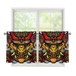 Japanese Samurai Mask Print Tier Curtains