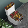 Japanese Samurai Mask Print Toilet Lid And Tank Cover Set