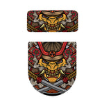 Japanese Samurai Mask Print Toilet Lid And Tank Cover Set