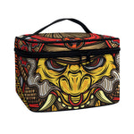 Japanese Samurai Mask Print Travel Makeup Bag