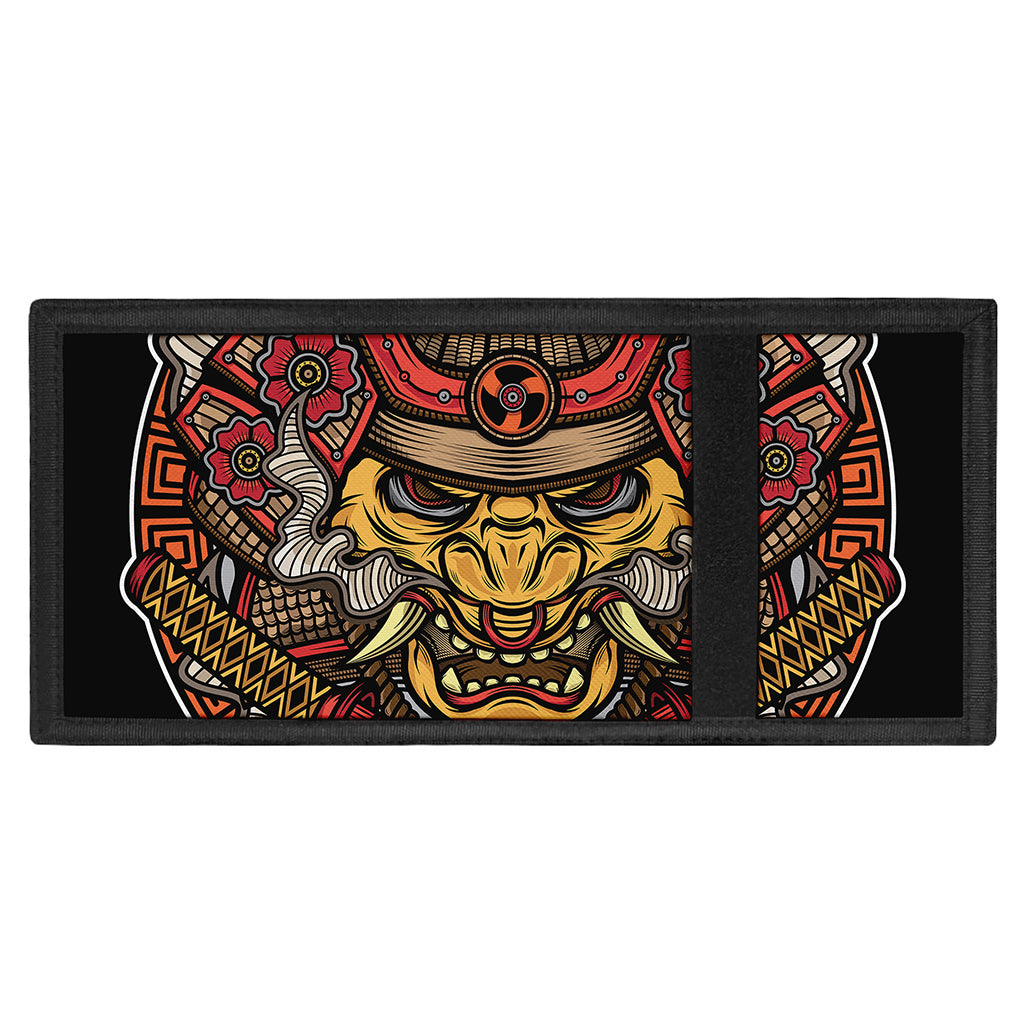 Japanese Samurai Mask Print Trifold Wallet