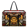 Japanese Samurai Mask Print Utility Tote Bag