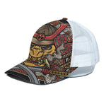 Japanese Samurai Mask Print White Mesh Trucker Cap