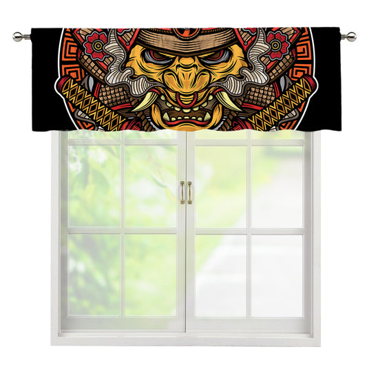 Japanese Samurai Mask Print Window Valance