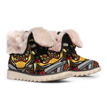 Japanese Samurai Mask Print Winter Boots