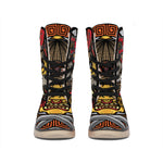 Japanese Samurai Mask Print Winter Boots