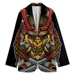 Japanese Samurai Mask Print Women's Blazer