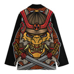 Japanese Samurai Mask Print Women's Blazer