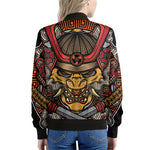 Japanese Samurai Mask Print Women's Bomber Jacket