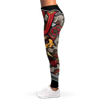 Japanese Samurai Mask Print Women's Leggings