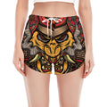 Japanese Samurai Mask Print Women's Split Running Shorts